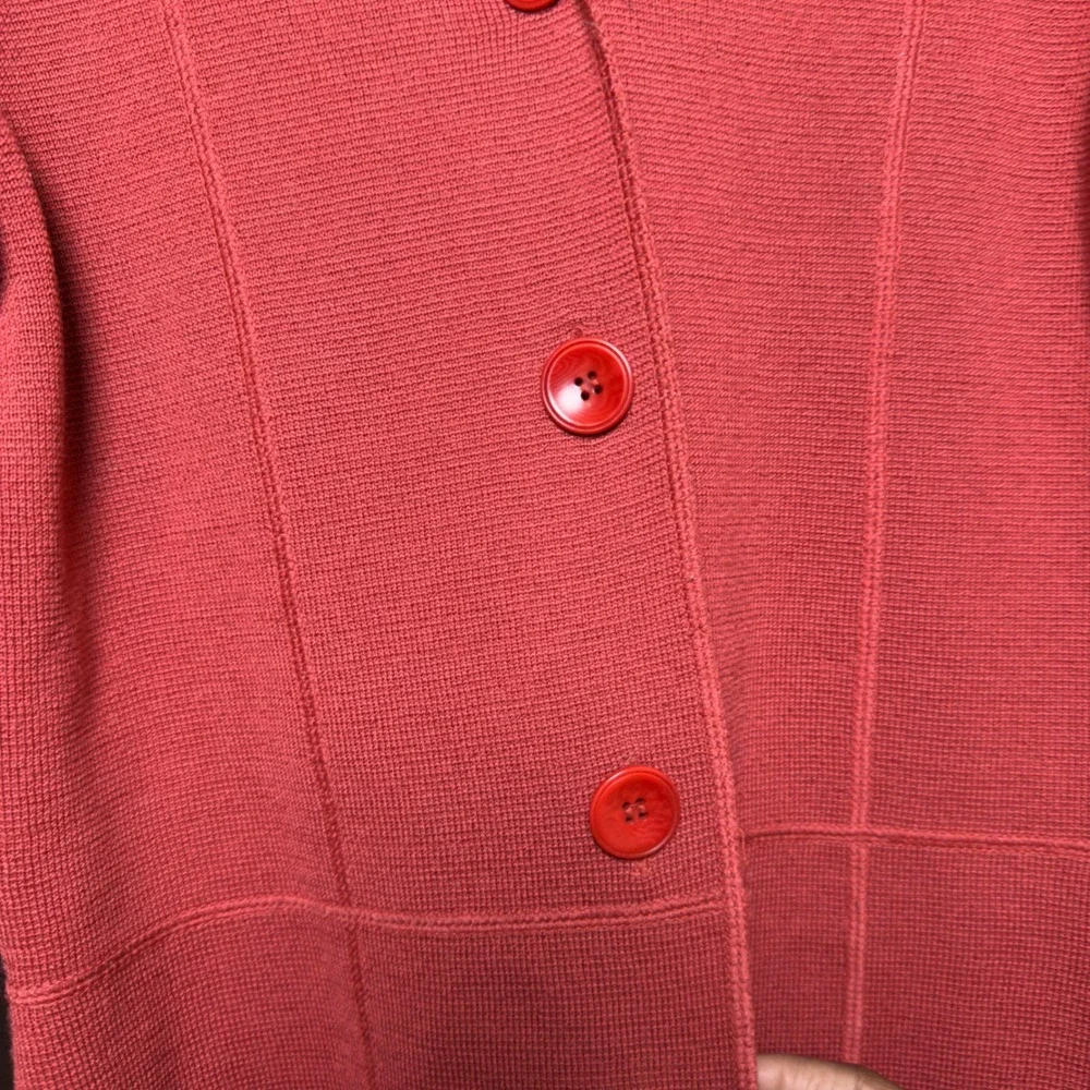 Talbots Women 100% Merino Wool Cardigan Jacket Small Patchwork Mod Academia
